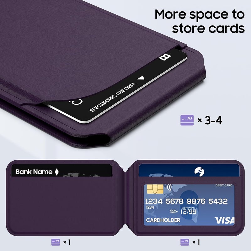 Frapkom for Mag-Safe Wallet, Powerful Adjustable Holder for iPhone 17/16/15/14/13/12 Series Phone Wallet with ID Window, RFID Blocking (Purple) - Image 4